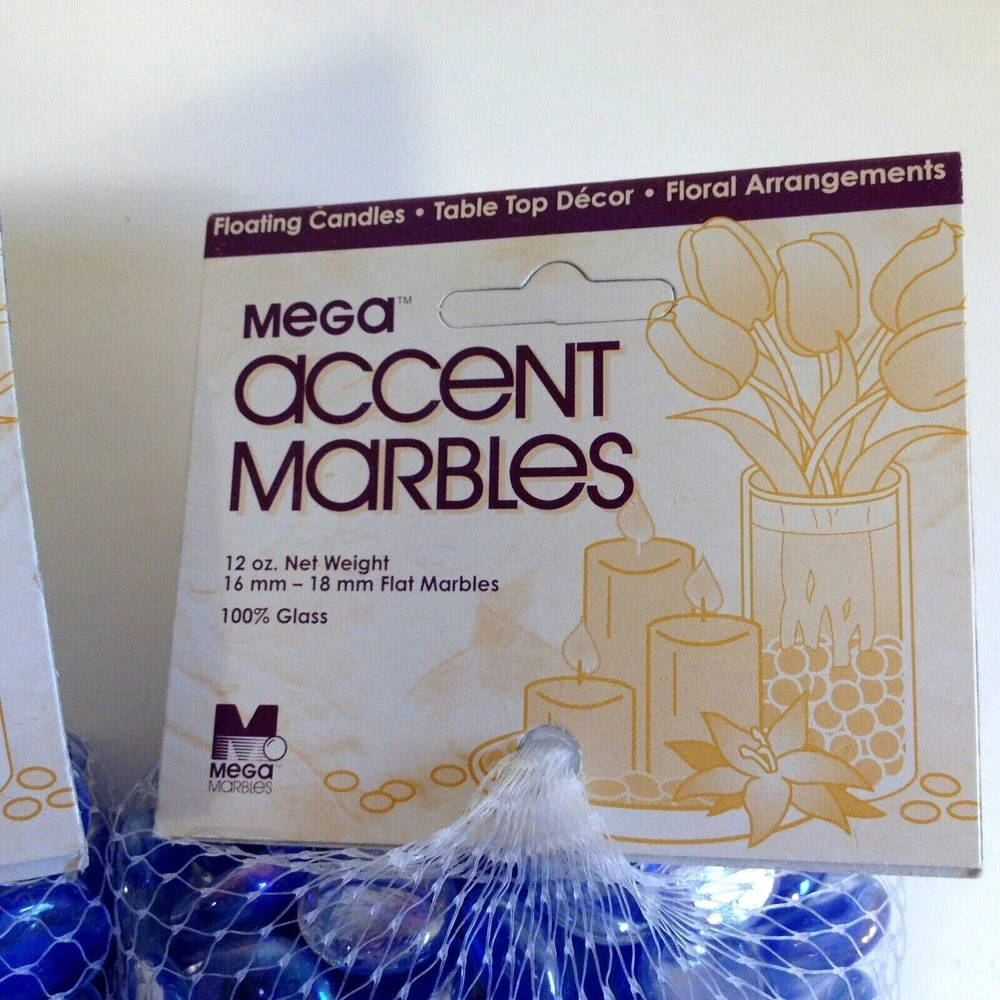 Mega Accent Marbles 2 Packs of Diamond Crystal Snow Blue Flat Craft Compliments